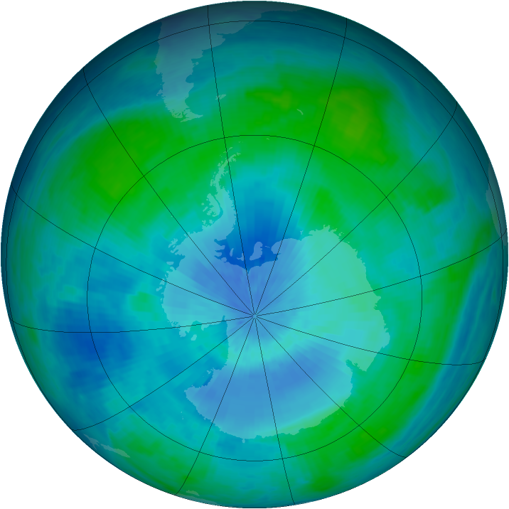 Antarctic ozone map for 23 February 1986